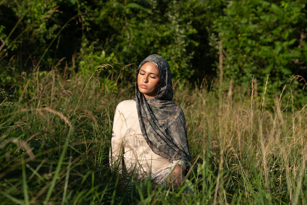 Woodland camo modal hijab by RAHMA, view 3